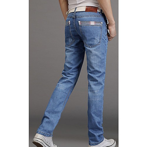 Men's Solid Casual Jeans,Cotton Blue